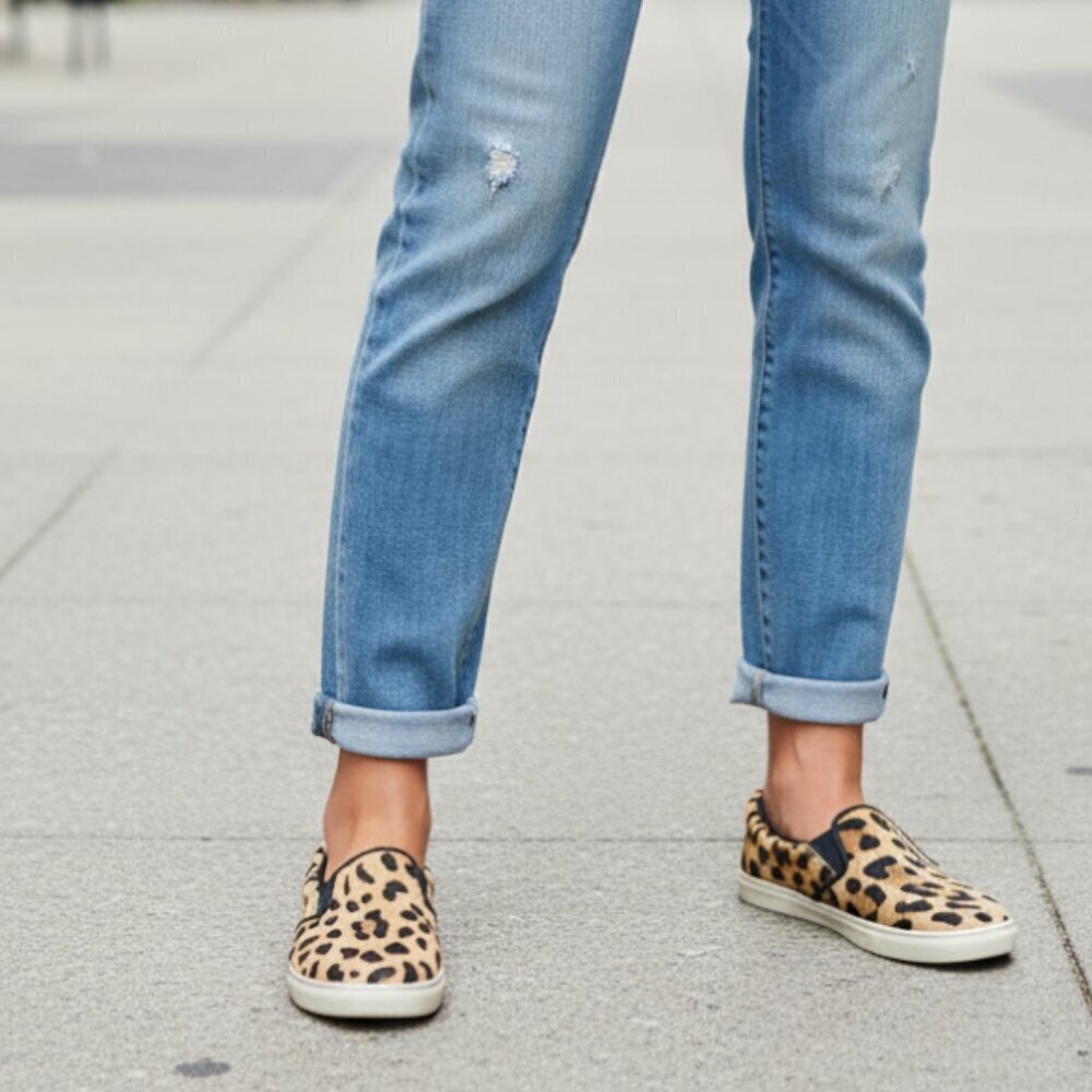 Steve Madden Ecentric Cow Hair Sneaker Leopard Women's Size 9 Loafer Shoe